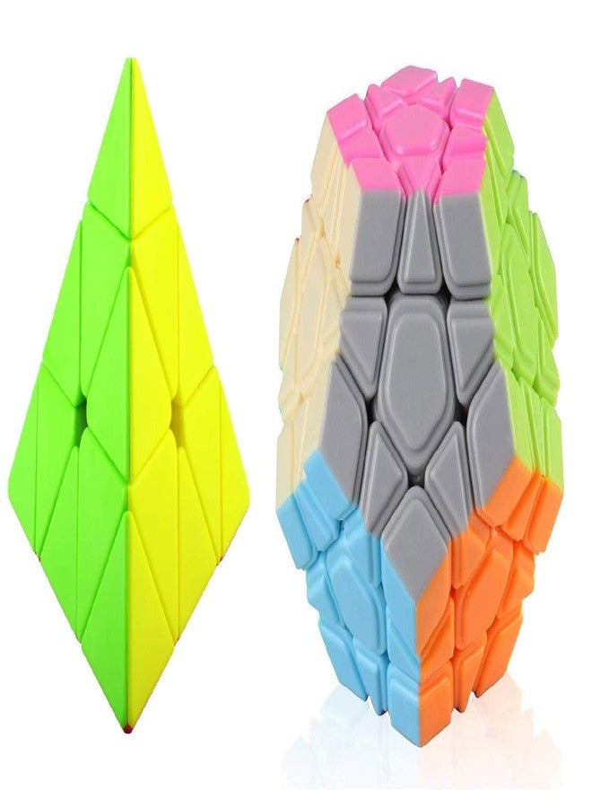 Authfort Cube Combo of Megaminx and Pyraminx Pyramid Triangle High Speed Stickerless Magic Puzzle Cube (Triangle & Megaminx Combo) (2 Pieces) - Image 1